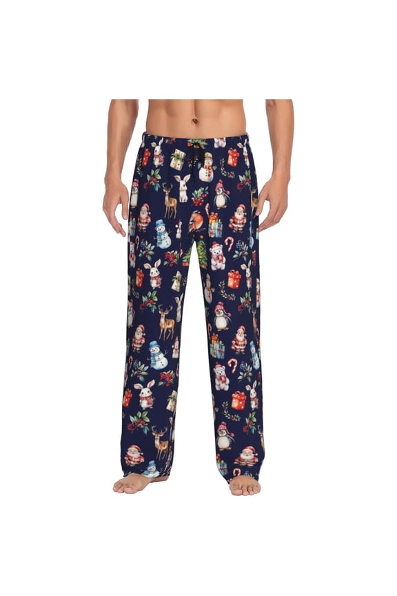Christmas Critters Delight Mens Pajama Pants Sleep & Lounge Pants, PJ Pants-Large