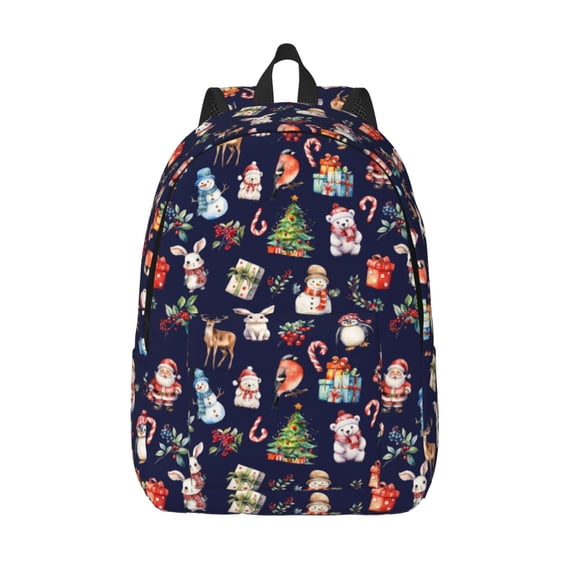 Vsdgher Christmas Critters Delight Print Canvas Backpack Travel Rucksack Unisex Knapsack 15.7/17.7Inch Laptop Backpack for Work,College -Small