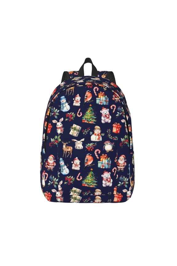 Christmas Critters Delight Print Canvas Backpack Travel Rucksack Unisex Knapsack 15.7/17.7Inch Laptop Backpack for Work,College -Small