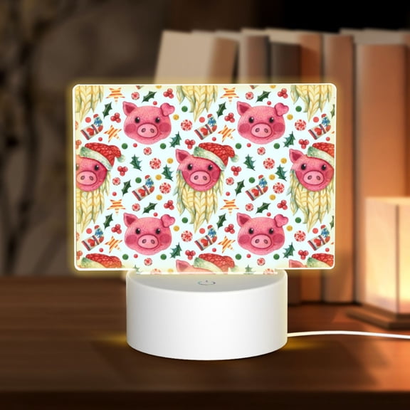 Vsdgher Christmas Cute Pigs Rectangular Acrylic Night Light Acrylic Sleep Night Light Friend Gifts for Birthday Gifts for Women Teens Boys Girls
