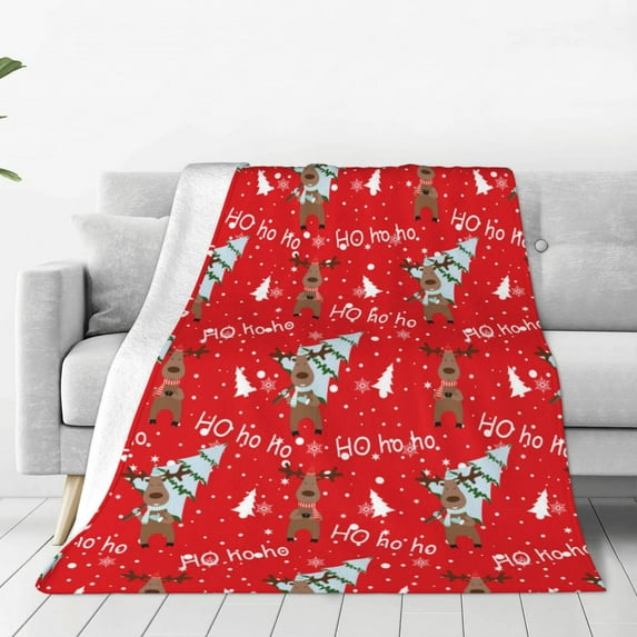 Vsdgher Christmas Deer 1 Ultra-Soft Micro flannel Blanket Throw Blankets for Couch Sofa, Bed (4 sizes)-50"x40"
