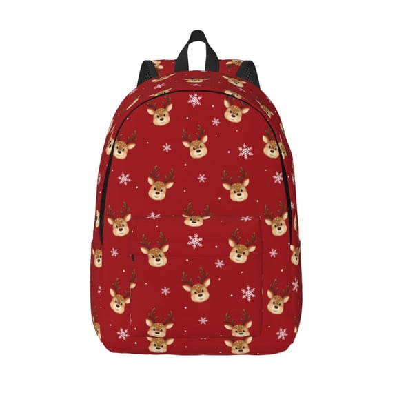 Vsdgher Christmas Deer B Print Canvas Backpack Travel Rucksack Unisex Knapsack 15.7/17.7Inch Laptop Backpack for Work,College -Medium