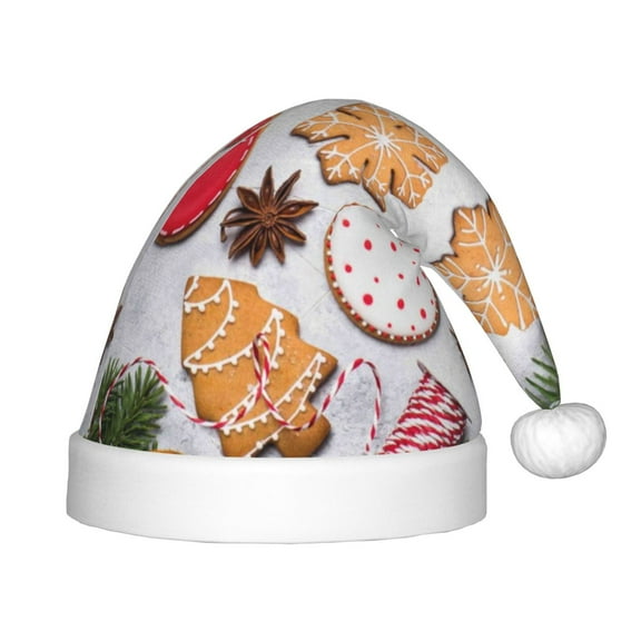 Vsdgher Christmas Gingerbread Cookies Christmas Hat, Santa Hat for Kids Xmas Holiday Hat Red Classic Christmas New Year Festive Party Supplies