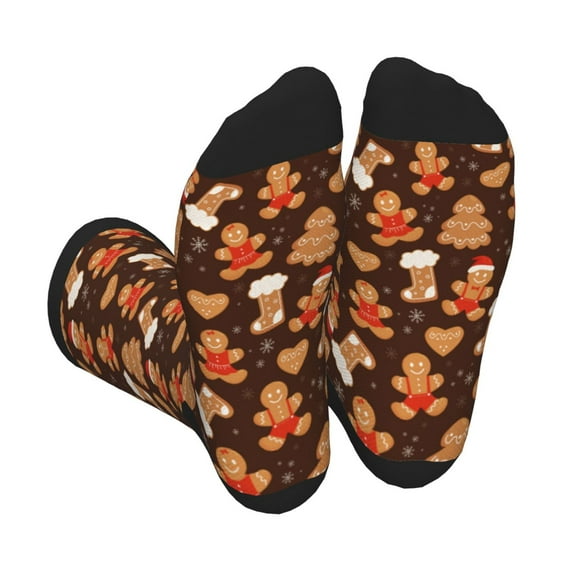 Vsdgher Christmas Gingerbread Cookies Unisex Crew Socks Lightweight Breathable Ventilation Ankle Socks, Mid-calf socks for Daily