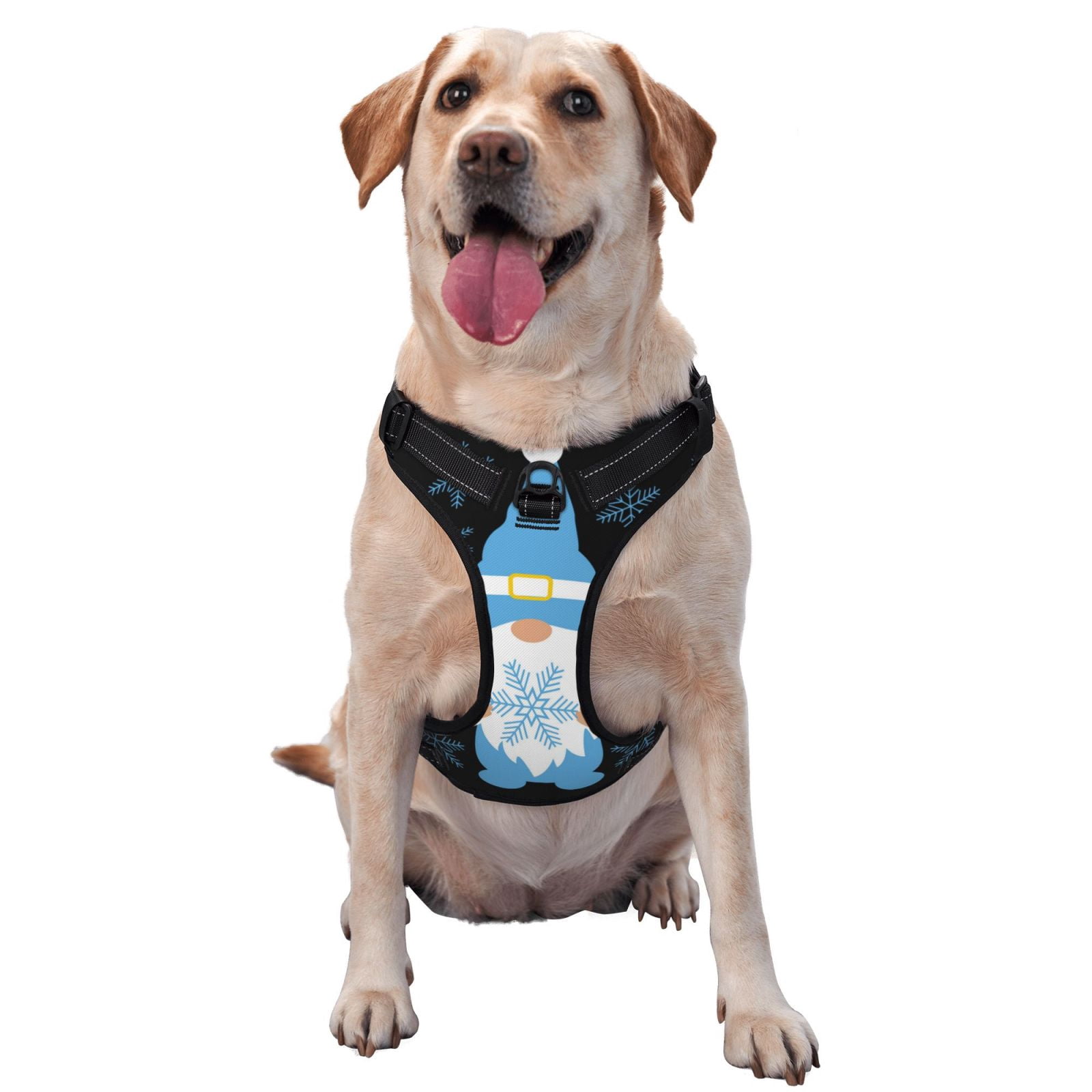 Vsdgher Christmas Gnome Snowflake Dog Harness, No-Pull Pet Harness, Dog Vest, Pet Vest for Small to Large Dogs-Small