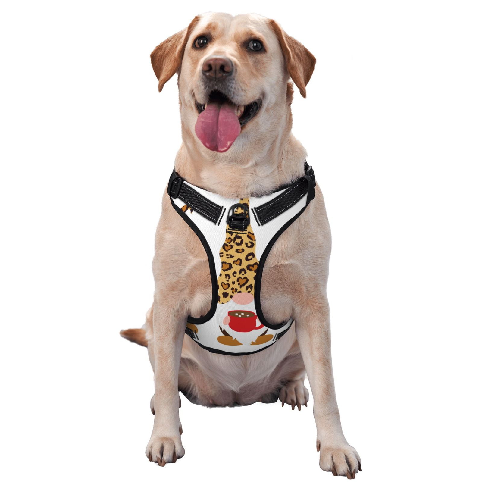 Vsdgher Christmas Gnomes In Leopard Dog Harness, No-Pull Pet Harness, Dog Vest, Pet Vest for Small to Large Dogs-Small