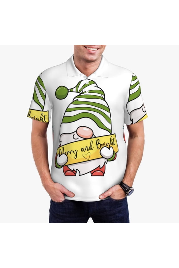 Christmas Gnomes Polo Shirts for Men, Men's Short Sleeve Stretch Polo Shirt, Shirts for Men-Small