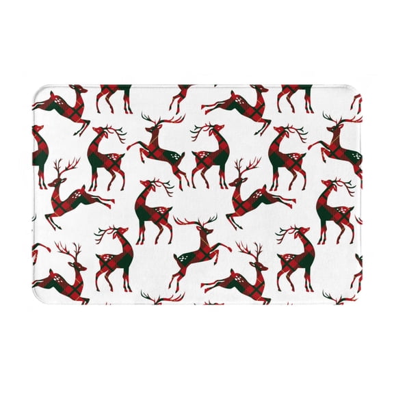 Vsdgher Christmas Plaid Moose Flannel Anti-Slip Floor Mat Comfort Mat Outdoor Rug, Indoor Outdoor Rugs for Home, Office, Laundry 16''x24''in