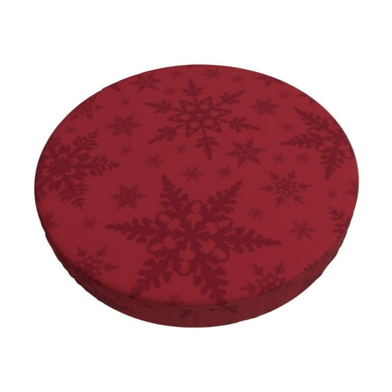 Vsdgher Christmas Red Snowflakes Print Stool Covers Round,Stretch Round Stool Covers Washable Stool Cushion Slipcover Elastic Chair Covers for 12-14 Inch Chair