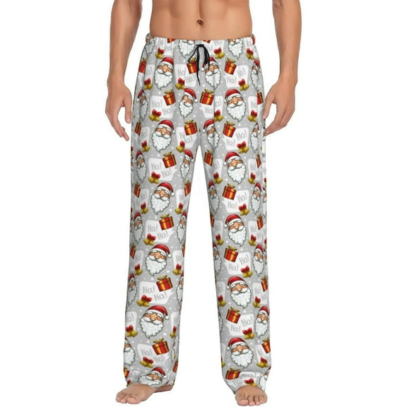 Vsdgher Christmas Santa Claus Mens Pajama Pants Sleep & Lounge Pants, PJ Pants-Large