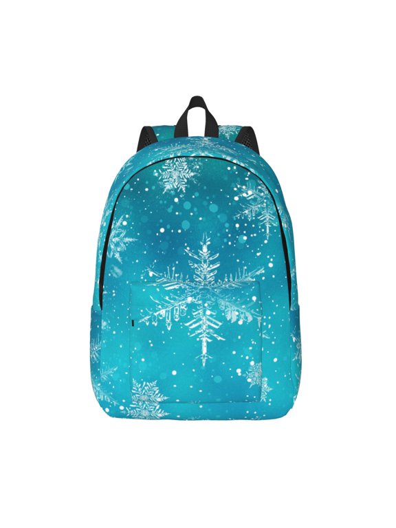 Christmas Snow Print Canvas Backpack Travel Rucksack Unisex Knapsack 15.7/17.7Inch Laptop Backpack for Work,College -Medium