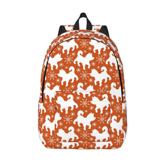 Vsdgher Christmas Snowflake Dog Print Canvas Backpack Travel Rucksack Unisex Knapsack 15.7/17.7Inch Laptop Backpack for Work,College -Medium