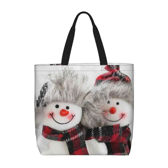 Vsdgher Christmas Snowman With Hat print Tote Bag for Women Shoulder Bag with Zipper Large Shoulder Bag Handle Handbag Portable Washable for Travel, Work