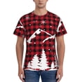 thumbnail image 1 of Vsdgher Christmas Tree Buffalo Plaid Print Men's Dry Fit Mesh Athletic Shirts Moisture Wicking Tennis T-Shirt Tops, 1 of 9