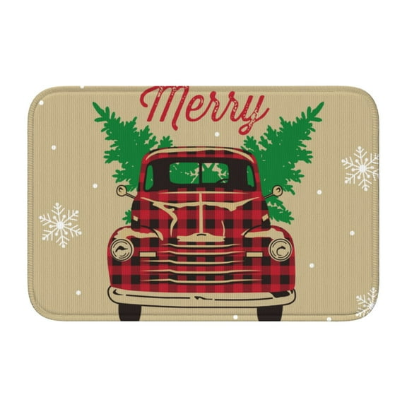 Vsdgher Christmas Vintage Red Truck Hem Mat 40x60 - Multipurpose Doormat for Indoor & Outdoor Use - Welcome Your Guests with our Entrance Mat