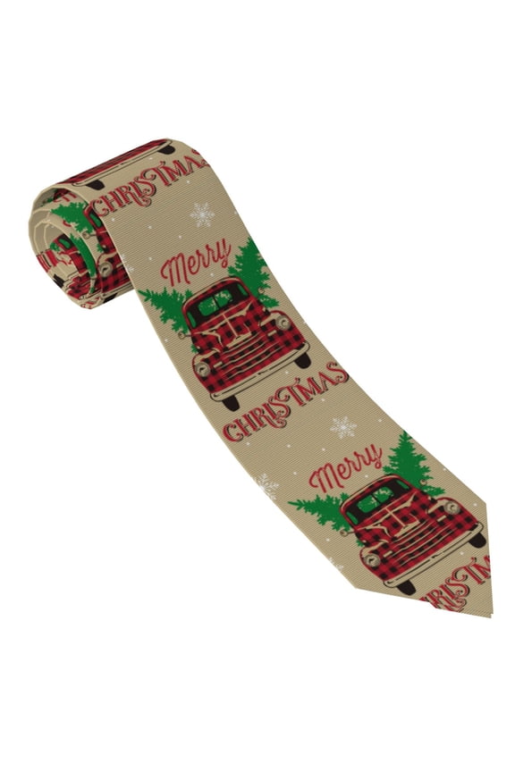 Christmas Vintage Red Truck Print Ties for Men 4.7" Formal Necktie Wedding Accessory Men's Business Ties for Wedding Bussiness Work