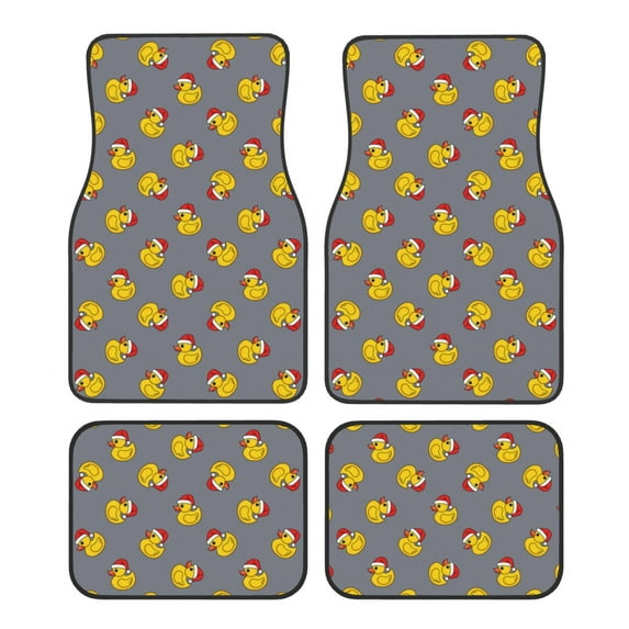 Vsdgher Christmas hat duck Car Foot Mat Set of 4 Pieces Universal Floor Liner Car Accessories Fits Most Cars, Trucks, Vans, sedans, SUV