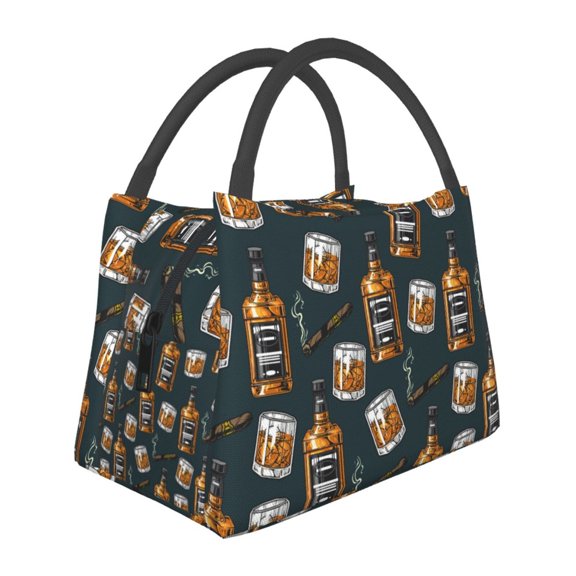 Vsdgher Cigar Print Insulated Reusable Bags with Sturdy Zipper and Handles, Foldable Totes for Hot or Cold Food Bring or Delivery