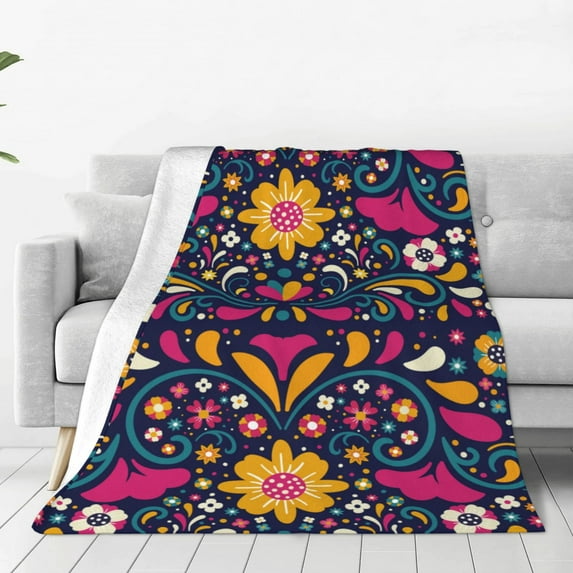 Vsdgher Cinco De Mayo Floral Ultra-Soft Micro flannel Blanket Throw Blankets for Couch Sofa, Bed (4 sizes)-80"x60"