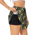 thumbnail image 1 of Vsdgher Citrus Fruits Elegant Lemons Print Women's Running Double Layer Shorts High Waisted with Pockets Elastic Yoga Workout Athletic Gym Sports, 1 of 8