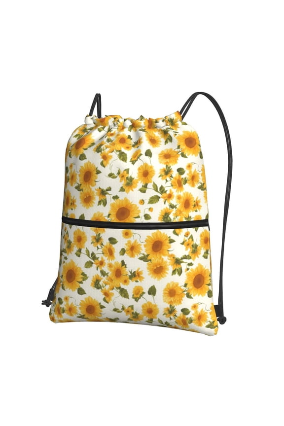 Classical Cute Sunflower NO.101 Drawstring Backpack Water Resistant String Bag Sports Sackpack Gym Sack for Men Women