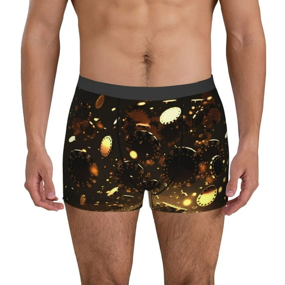 Vsdgher Classical Golden Casino Pattern Men's Boxer Brief Underwear,Soft Funny Underwear for Men-X-Large