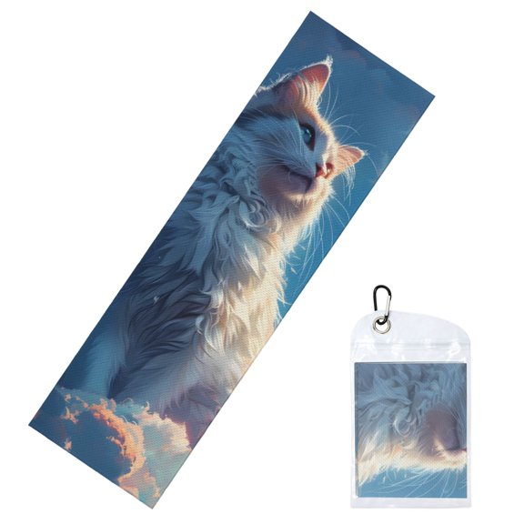 Vsdgher Clear Sky Blue Cat Cooling Towel (40"x12"), Soft Breathable Chilly Towel, Ice Towel, Microfiber Towel for Sport, Workout & More Activities