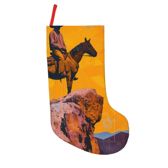 Vsdgher Cliff Western Cowboy Christmas Stockings 18 inch Large Kids Stocking Bags Hanging Socks for Christmas Decor Decorations