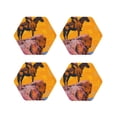 thumbnail image 1 of Vsdgher Cliff Western Cowboy Leather Coasters for Drinks, Durable Drink Coasters 4 Set for Tabletop Protection, Luxurious Home Décor and Housewarming Gift ( {designName})Hexagon, 1 of 6