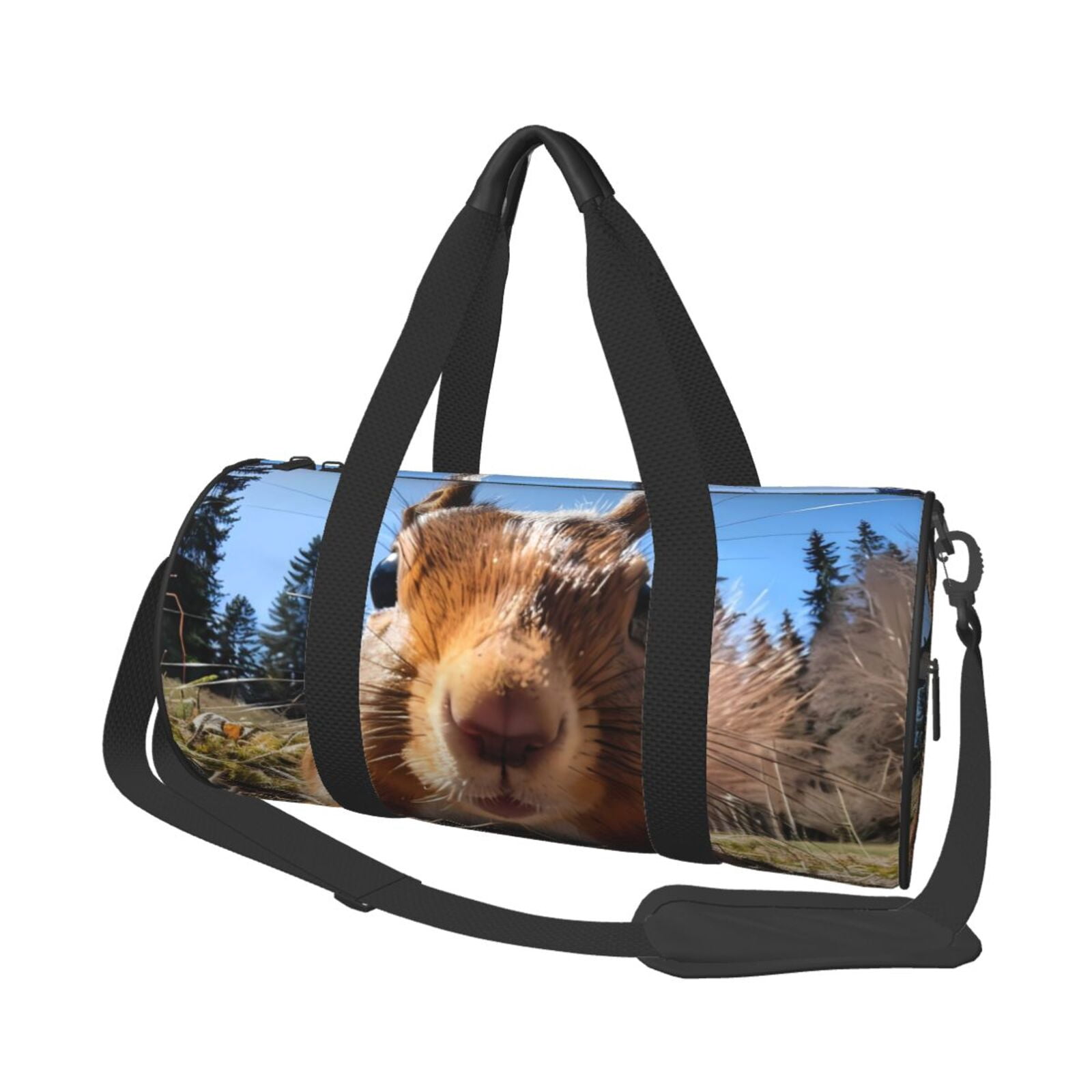 Vsdgher Close-Up Curious Squirrel 45L Foldable Duffel Bag, Sports Gym Bag,Overnight Bag, Portable Weekender Bag for Airplanes