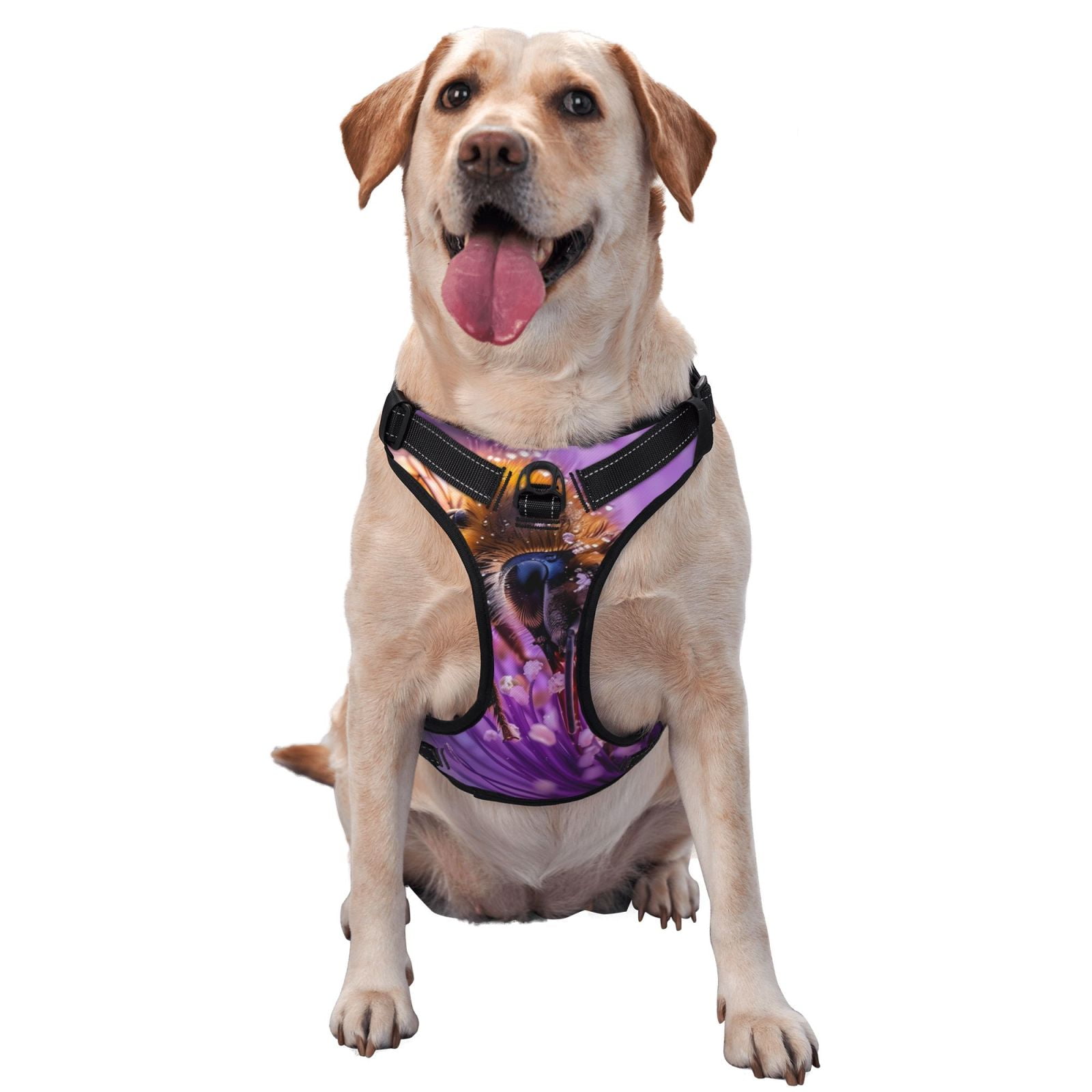 Vsdgher Closeup Honeybee on Flower Dog Harness, No-Pull Pet Harness, Dog Vest, Pet Vest for Small to Large Dogs-Small