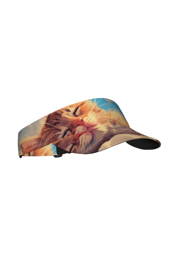 Cloud Sleeping Cat Print Adult Sunscreen Visor Cap,1 Piece of Sport Sun Visor Hats Adjustable Sun Hat for Outdoor Activities Fits for Women and Men (One Size)