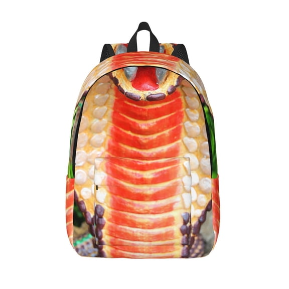 Vsdgher Cobra Snake Print Canvas Backpack Travel Rucksack Unisex Knapsack 15.7/17.7Inch Laptop Backpack for Work,College -Small