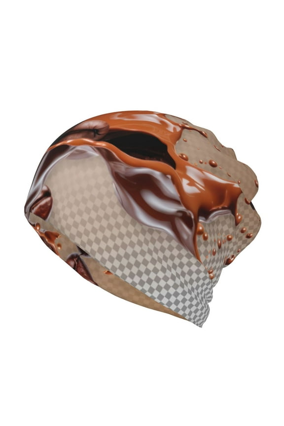Coffee Beans Chocolate Splash Slouchy Beanie Hat for Men/Women, Skull Cap Chemo Cap Night Sleeping Cap