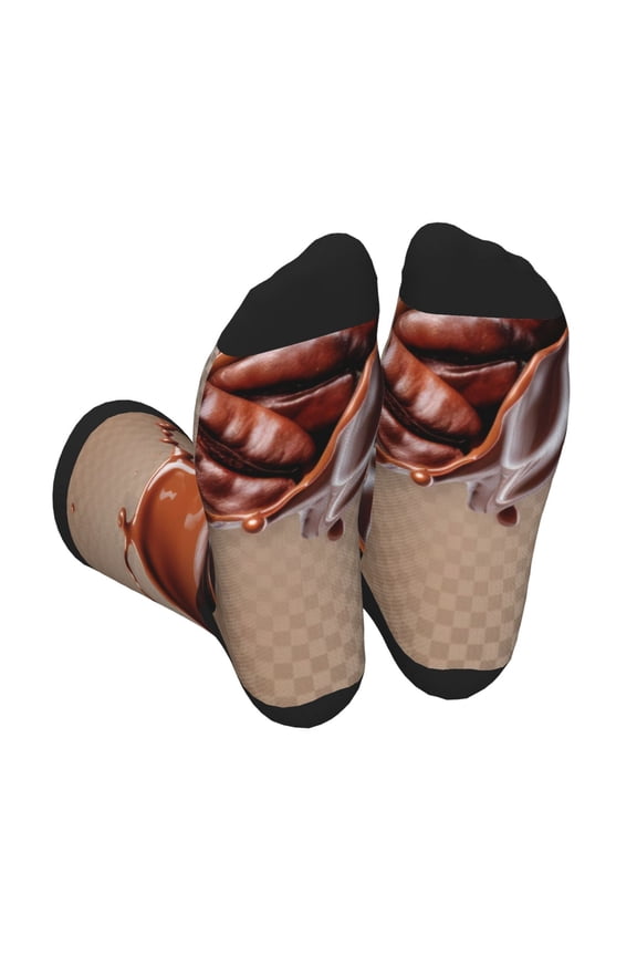 Coffee Beans Chocolate Splash Unisex Crew Socks Lightweight Breathable Ventilation Ankle Socks, Mid-calf socks for Daily