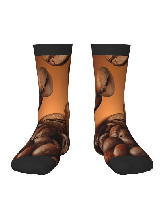 Coffee Beans Pattern Kids Socks Boys Girl Crew Athletic Half Sport Running Breathable Socks Lightweight Stretch Crew Socks