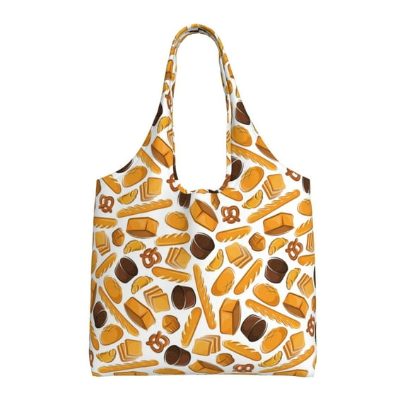 Vsdgher Coffee Bun Hot Dog Print canvas Tote Bag, Lightweight Cloth Bags, Suitable for shopping, groceries, travel