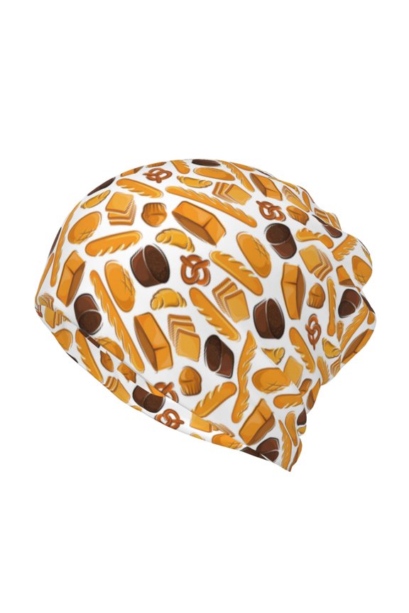 Coffee Bun Hot Dog Slouchy Beanie Hat for Men/Women, Skull Cap Chemo Cap Night Sleeping Cap