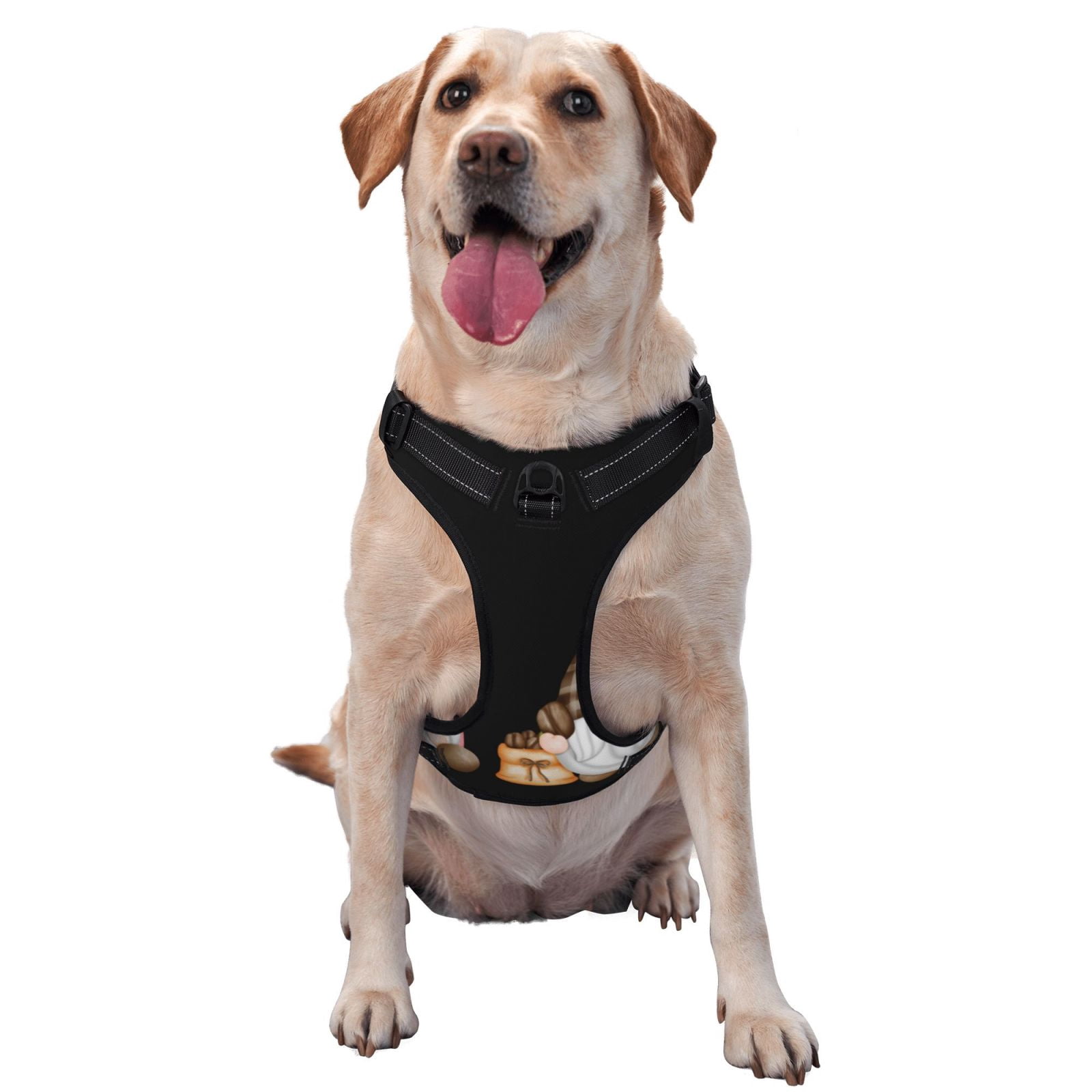Vsdgher Coffee Gnome (2) Pattern Dog Harness,No Pull Pet Harness with Soft Padded Handle,Adjustable Reflective Vest with 2 Buckles,4 Slide Buckles,S-XL Small