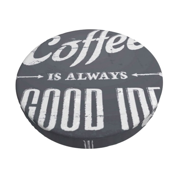 Vsdgher Coffee Is Always A Good Idea Print Stool Covers Round,Stretch Round Stool Covers Washable Stool Cushion Slipcover Elastic Chair Covers for 12-14 Inch Chair