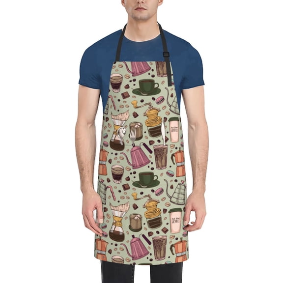 Vsdgher Coffee Makers Macaroons Chocolate Waterproof Apron with 2 Pockets Kitchen Chef Aprons Bibs for Grooming Cooking Baking Painting Gardening