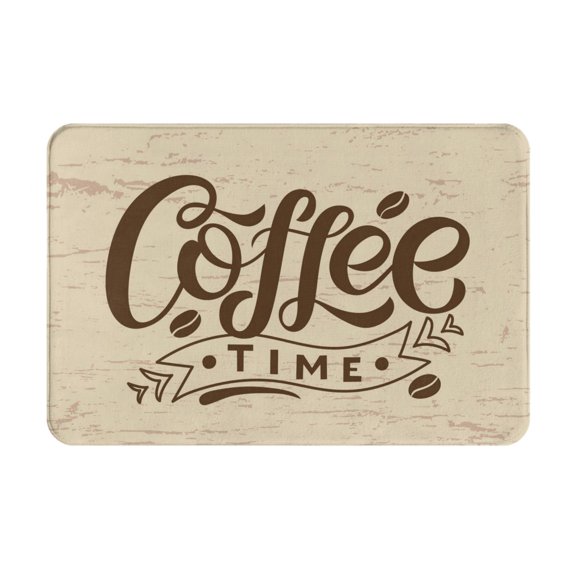 Vsdgher Coffee Time (2) print Flannel Anti-Slip Floor Mat Comfort Mat Floor Carpet for Decor, Non-Slip, Home, Office, Laundry, Durable