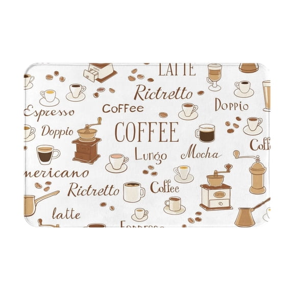 Vsdgher Coffee print Flannel Anti-Slip Floor Mat Comfort Mat Floor Carpet for Decor, Non-Slip, Home, Office, Laundry, Durable