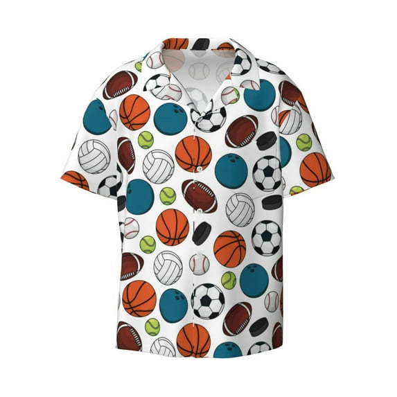 Vsdgher Color Balls Print Men's Wrinkle Free Untucked Cuban Shirt Business Casual Button Down Shirts Short Sleeve Shirt