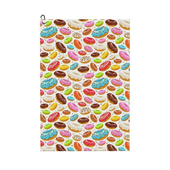 Vsdgher Color Donut Print Golf Towel Golf Gift for Men and Women Golf Towel with Carabiner Clip to Quickly Remove Sand, Mud, Dirt and Sweat