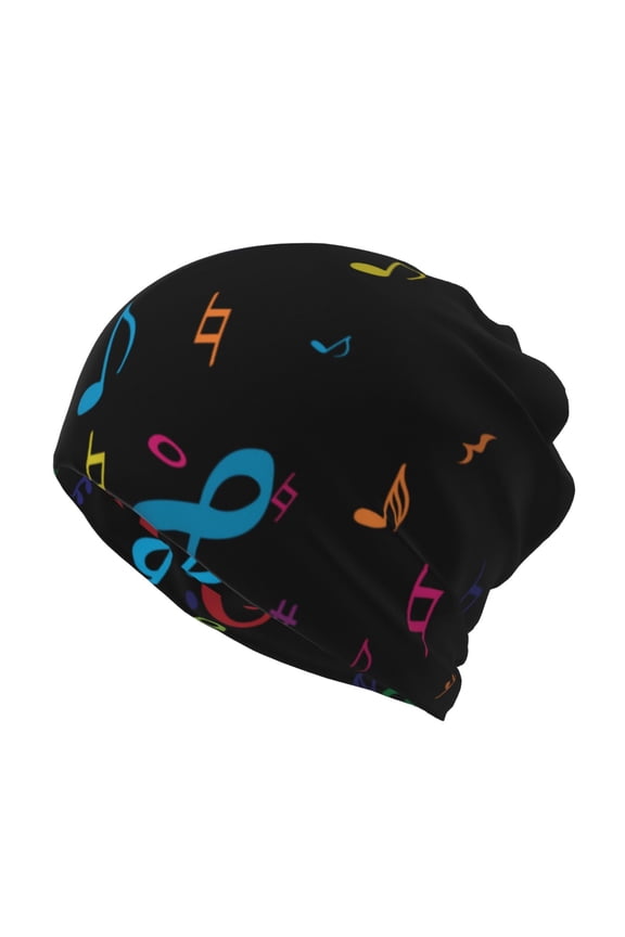 Color Musical Notes Slouchy Beanie Hat for Men/Women, Skull Cap Chemo Cap Night Sleeping Cap