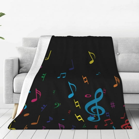 Vsdgher Color Musical Notes Ultra-Soft Micro flannel Blanket Throw Blankets for Couch Sofa, Bed (4 sizes)-40"x30"