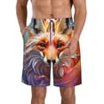 thumbnail image 1 of Vsdgher Color Splash Fox Portrait Men's Beach Shorts, Surfing shorts, Swim trunks, Quick Dry Swim Trunks for Surfing Beach Fun -Large, 1 of 6