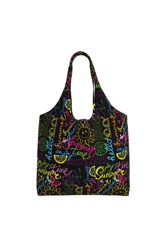 Color Summer Print canvas Tote Bag, Lightweight Cloth Bags, Suitable for shopping, groceries, travel