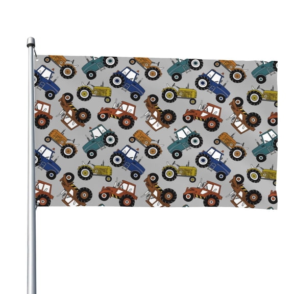 Vsdgher Color Tractor Print Outdoor Decorative Flag 4x6ft, Suitable for outdoor decoration, can be hung indoors, on outdoor lawns, balconies, parties
